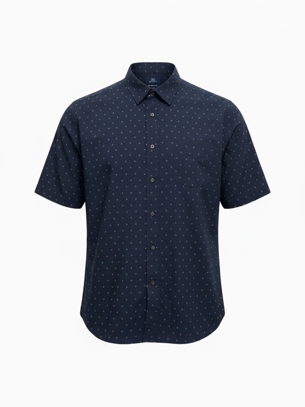 George Navy Short Sleeve Button-Down with Micro Dot Print
